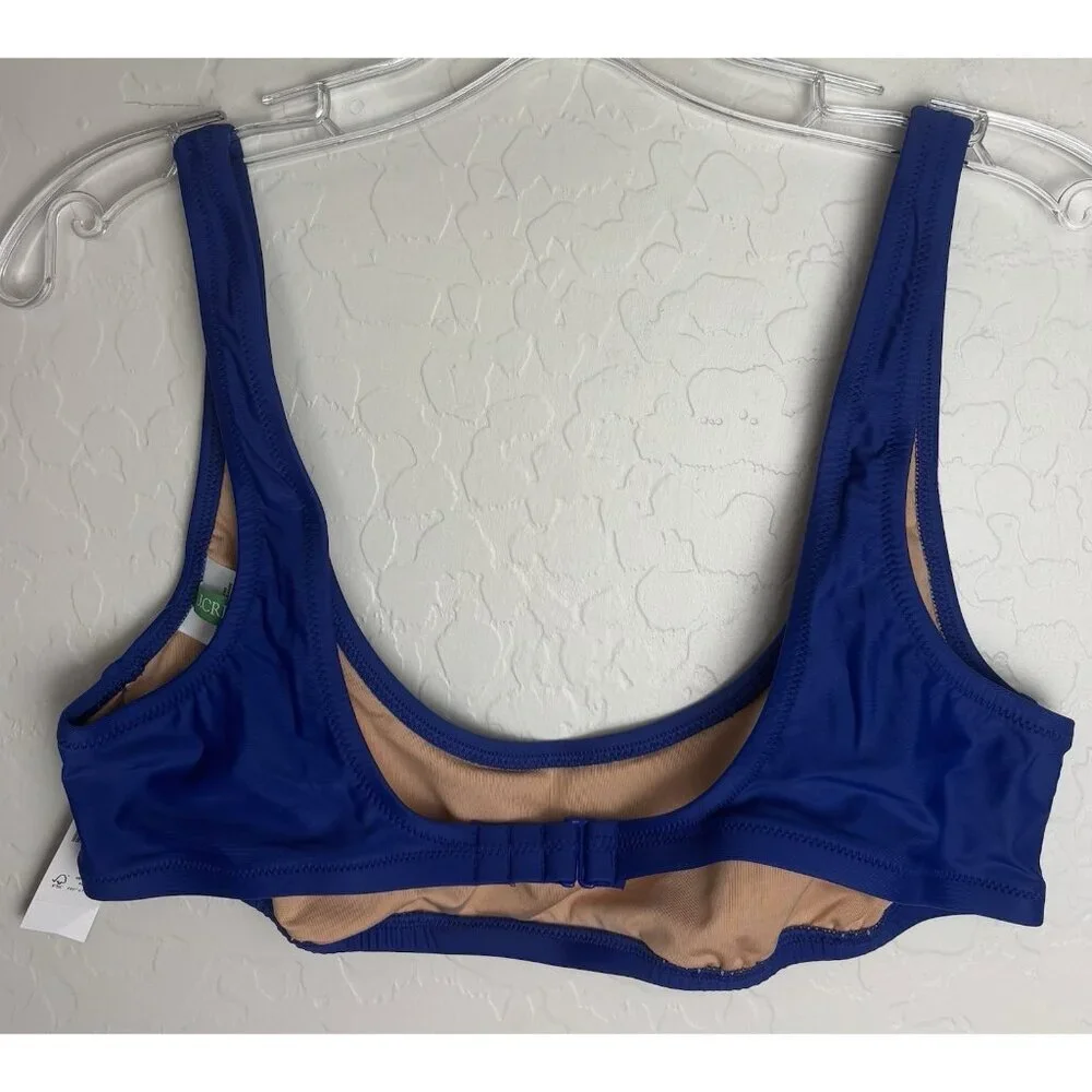 NEW J. Crew Heritage Scoopneck Bikini Swim Top‎ Women S Blue Beach 1444